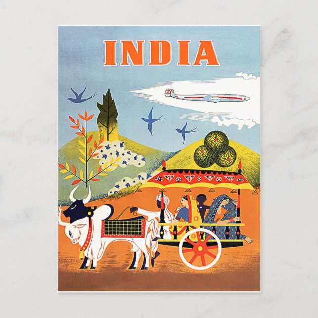 Indien, traditionelle Kunst, Menschen in Streitwag Postkarte (Vorderseite)