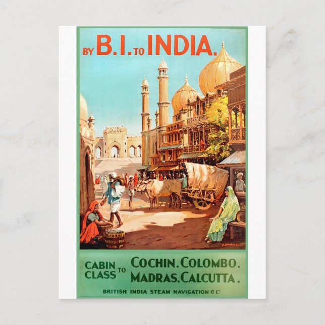 Indien, traditionelle Stadtstraße, Vintag, Reisen Postkarte (Vorderseite)