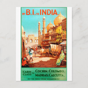 Indien, traditionelle Stadtstraße, Vintage, Reise Postkarte