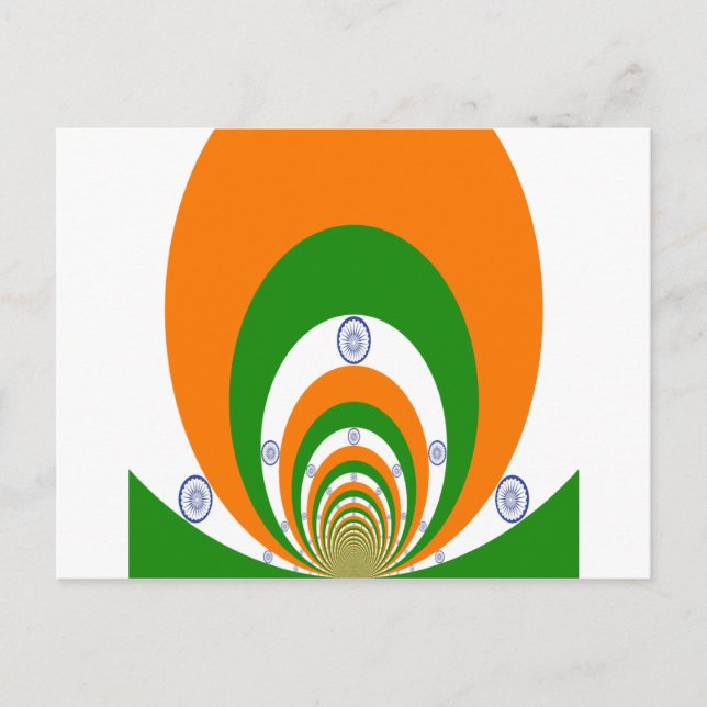 Indien Tricolor eines sehr tiefen Safrans, weiß GR Postkarte (Vorderseite)