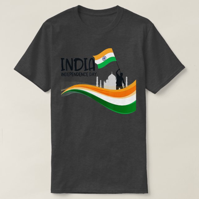 Indien Unabhängigkeitstag 15 August Indische Flagg T-Shirt (Design vorne)