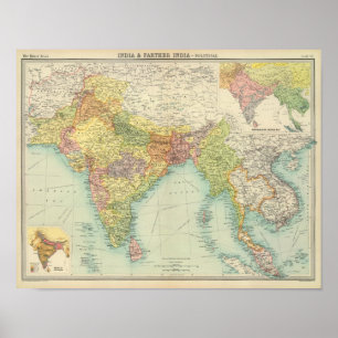Indien und Farther Indien politisch Poster