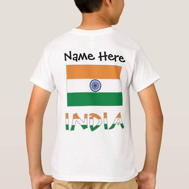 Indien und indische Flagge mit Ihrem Namen T-Shirt (Rückseite)