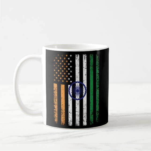 Indien USA Flag 4. Juli Patriotische amerikanische Kaffeetasse (Links)