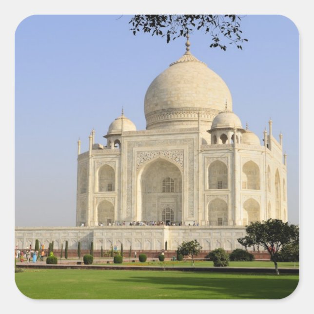 Indien, Uttar Pradesh, Agra. Der Taj 7 Quadratischer Aufkleber (Vorderseite)