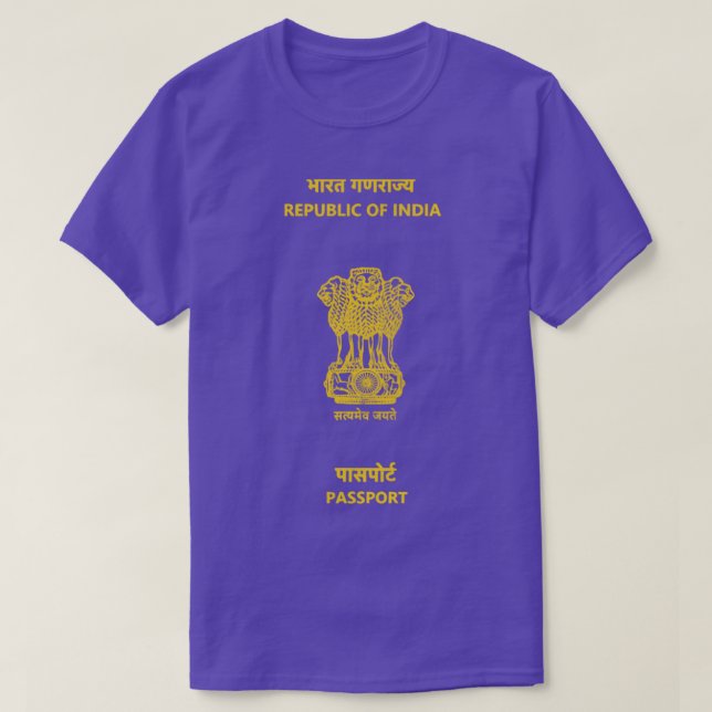 Indien Vintag Look Passport Design T-Shirt (Design vorne)