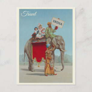 Indien Vintage-Elefanten-Reise Postkarte