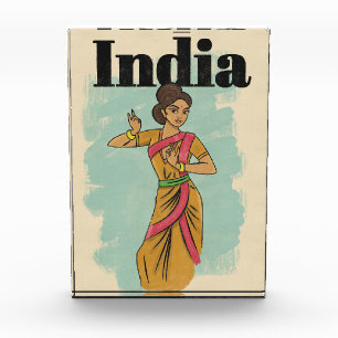 Indien Vintage-Reiseposter Fotoblock