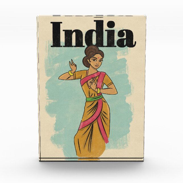 Indien Vintage-Reiseposter Fotoblock (Vorderseite)