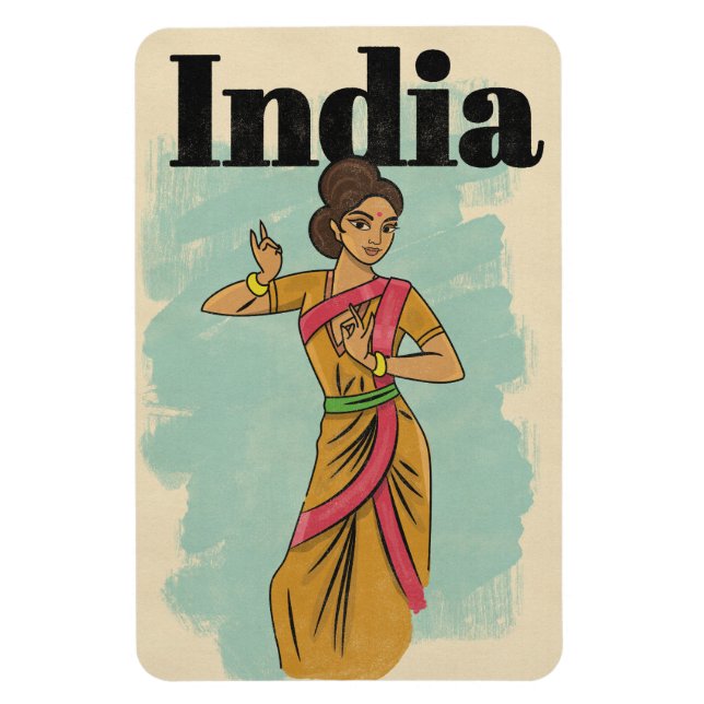 Indien Vintage-Reiseposter Magnet (Vertikal)