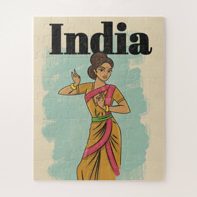 Indien Vintage-Reiseposter Puzzle (Vertikal)