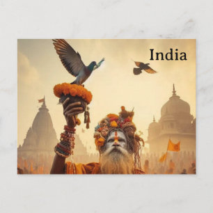 Indien Vintage Tourismus Reise Hinzufügen Postkarte
