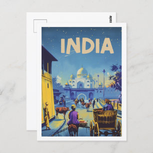 Indien Vintager beliebter Reiseort Postkarte