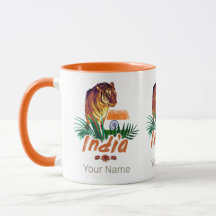 Indien Vintager Tiger mit Flaggen Retro Lotus Souv