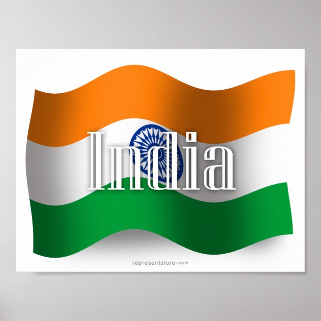 Indien Waving Flag Poster (Vorne)