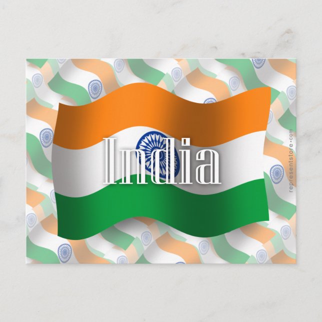 Indien Waving Flag Postkarte (Vorderseite)