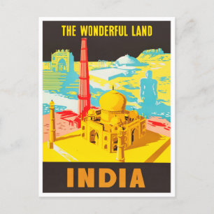 Indien wunderbares Land Vintage-Reise  Postkarte