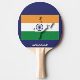 INDIENFLAG UND KARTE Personalisierter BLAU Tischtennis Schläger