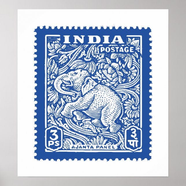 Indiens Design der Briefmarke, Elefant Poster (Vorne)
