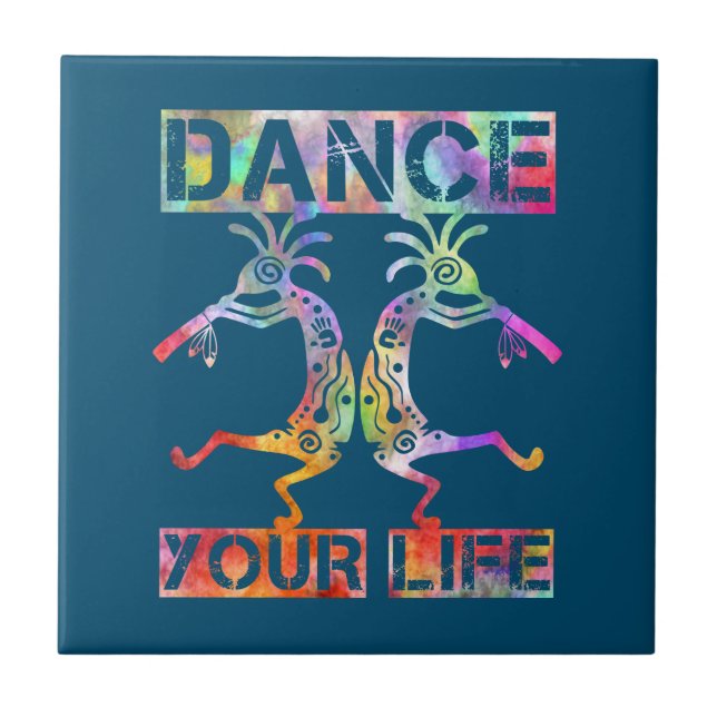 Indigene Amerikaner Kokopelli - Dance Your Life 3 Fliese (Vorderseite)