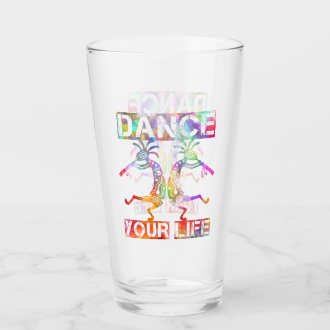 Indigene Amerikaner Kokopelli - Dance Your Life 3 Glas (Vorderseite)