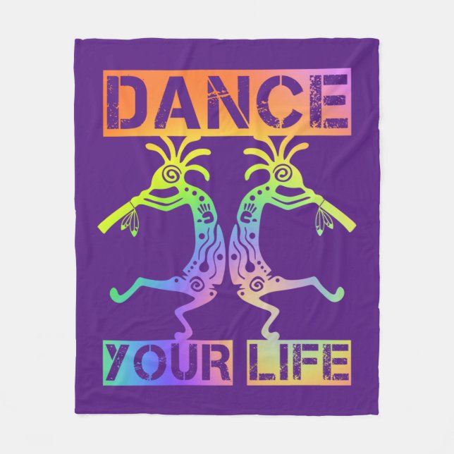 Indigene Amerikaner Kokopelli - Dance Your Life 4 Fleecedecke (Vorderseite)