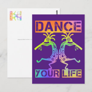 Indigene Amerikaner Kokopelli - Dance Your Life 4 Postkarte