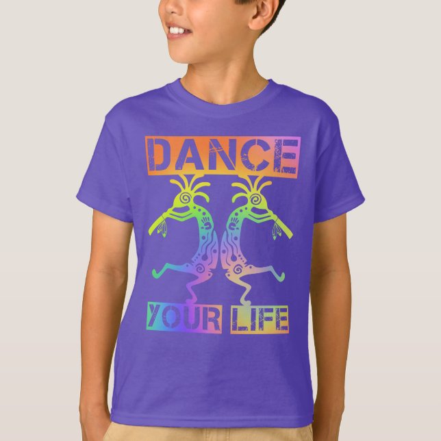 Indigene Amerikaner Kokopelli - Dance Your Life 4 T-Shirt (Vorderseite)
