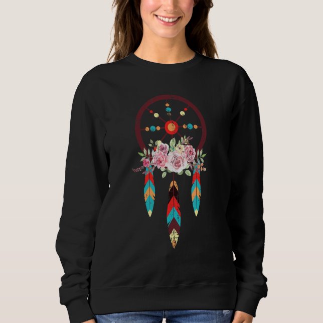 Indigene Flora Dreamcatcher Hippie Nativ Sweatshirt (Vorderseite)