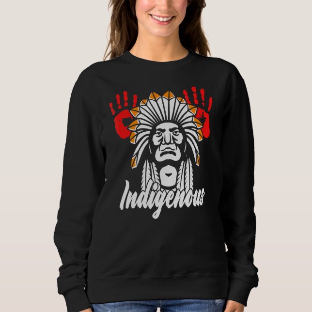 Indigene Indigene Indigene Hand Indisches Blut T Sweatshirt (Vorderseite)