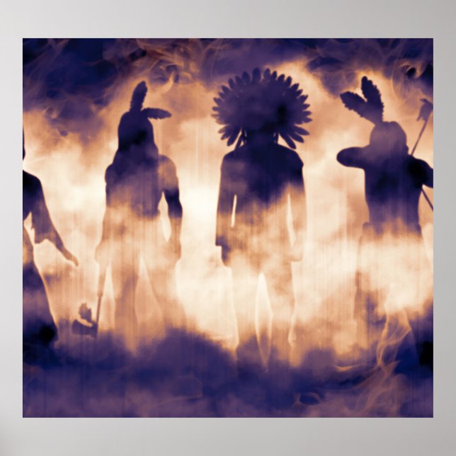 Indigene Krieger: Foggy Ancestral Emergence Poster (Vorne)