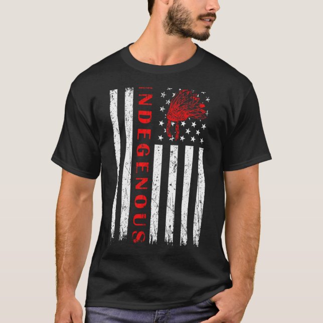 Indigene Menschen Tageshomme USA Flagge Amerika T-Shirt (Vorderseite)