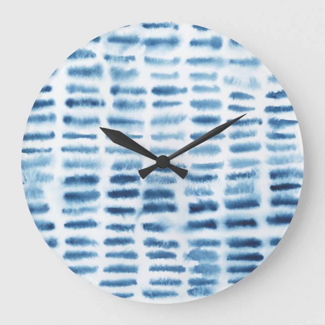 Indigio Aquarell-Druck Große Wanduhr (Vorderseite)