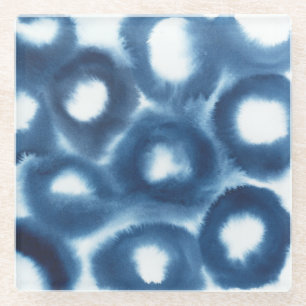 Indigio Wasserfarben-Druckkreise Glasuntersetzer