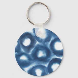 Indigio Wasserfarben-Druckkreise Schlüsselanhänger