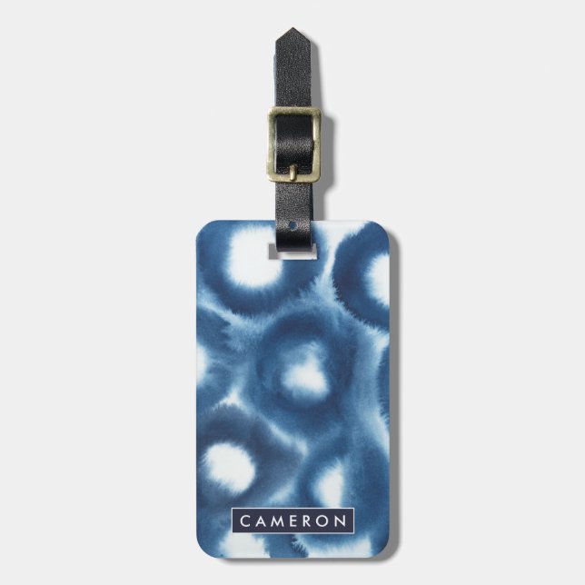 Indigio Watercolor Print Circles Gepäckanhänger (Vorderseite vertikal)