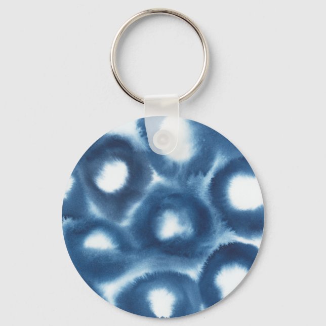 Indigio Watercolor Print Circles Schlüsselanhänger (Vorderseite)