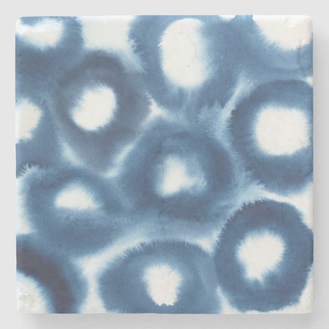 Indigio Watercolor Print Circles Steinuntersetzer (Vorderseite)