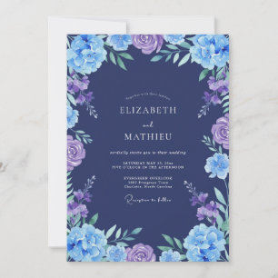 Indigo Amethyst Gemalte Hochzeit Einladung
