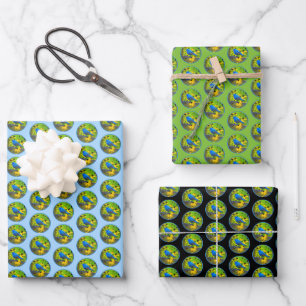 Indigo-Ammer-Malerei - Originale Vogelkunst Geschenkpapier Set