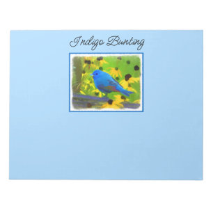Indigo-Ammer-Malerei - Originale Vogelkunst Notizblock