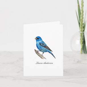 Indigo-Ammer-Vogel Gefaltete Notizkarte Dankeskarte