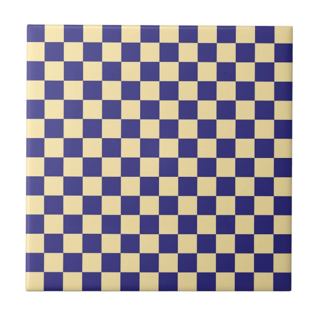 Indigo and butter checkerboard pattern fliese (Vorderseite)