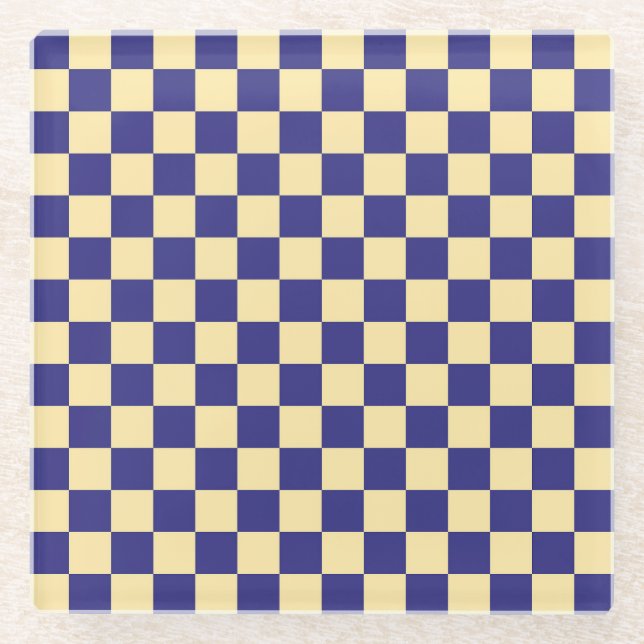 Indigo and butter checkerboard pattern glasuntersetzer (Vorderseite)