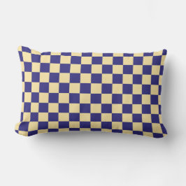 Indigo and butter checkerboard pattern lendenkissen