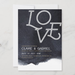 Indigo Aquarell Liebe Moderne Hochzeit Einladung