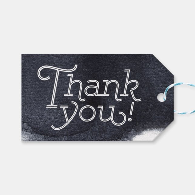 Indigo Aquarell Moderne einfache Hochzeit danke Geschenkanhänger (Vorderseite (Horizontal))