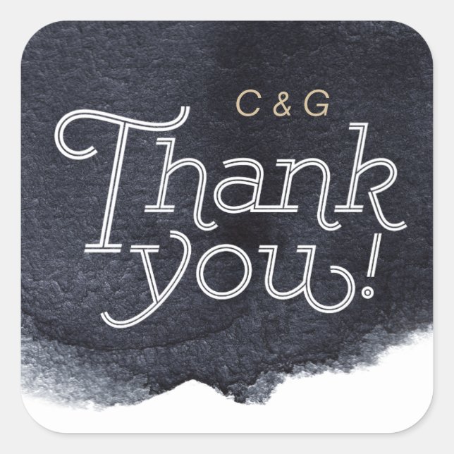 Indigo Aquarell Moderne einfache Hochzeit danke Quadratischer Aufkleber (Vorderseite)