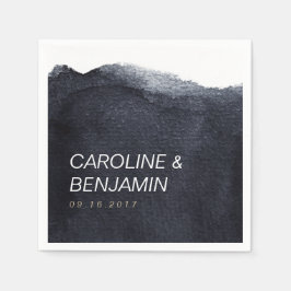 Indigo Aquarell Moderne einfache Hochzeit Serviette