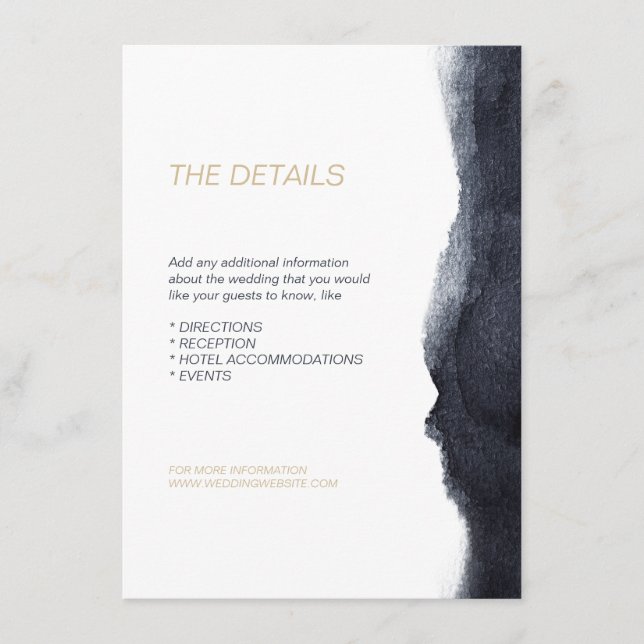 Indigo Aquarell Moderne, einfache Hochzeitsrichtun Begleitkarte (Vorderseite)